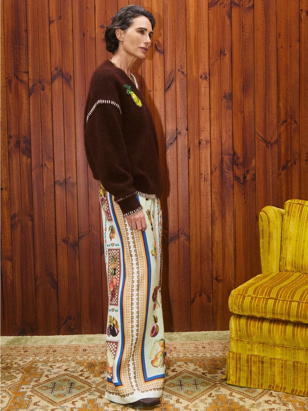 Alemais Fredo V-Neck Sweater with Yellow Green Fruit Patch - Picture 5 of 6
